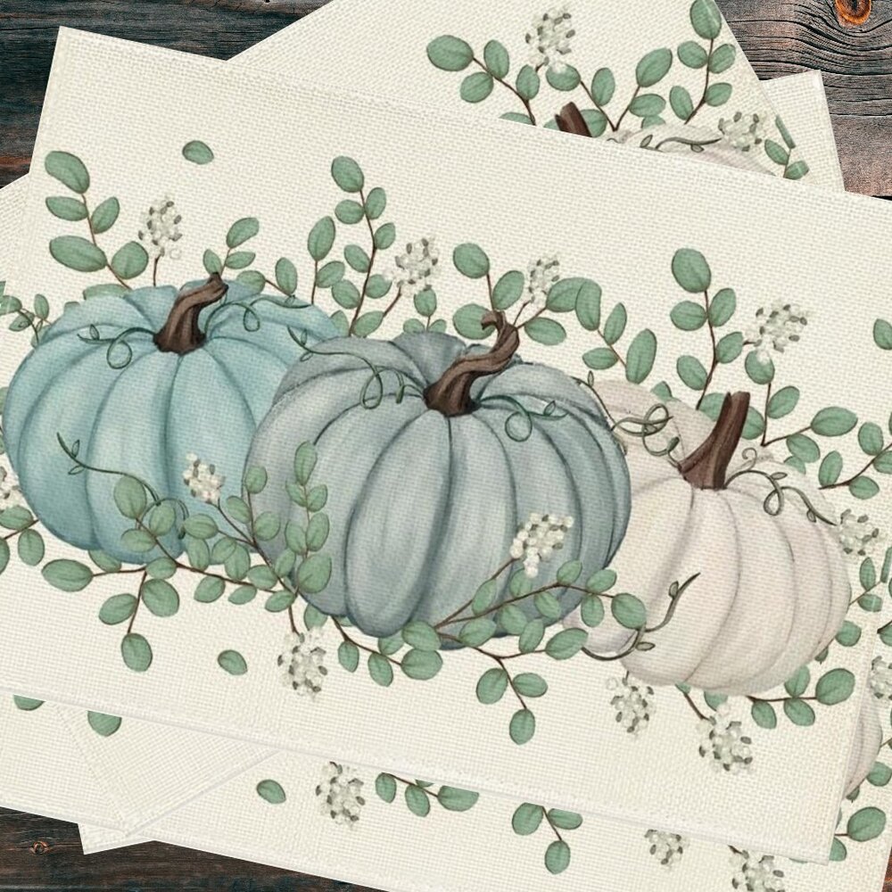 Pumpkin Placemats 4pc Fall Table Decor Thanksgiving Halloween Dining Decorations